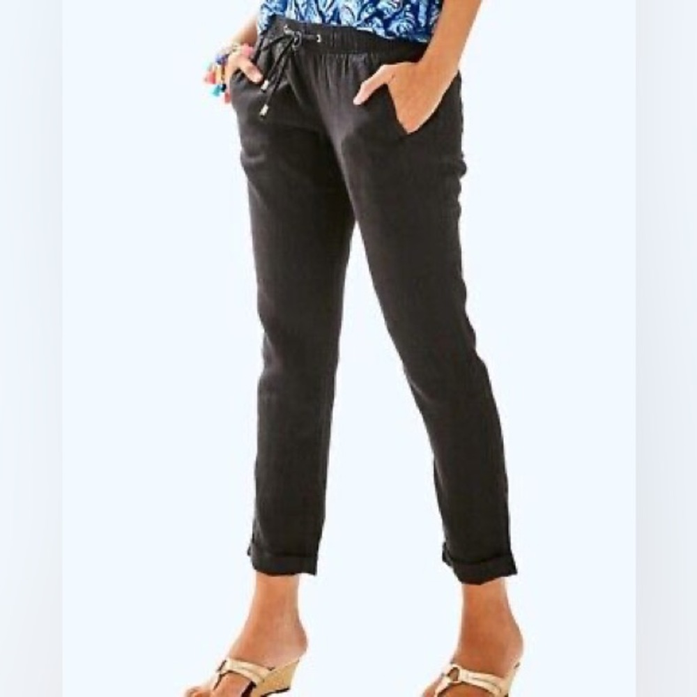 EUC Lilly Pulitzer Aiden Onyx Linen Pants